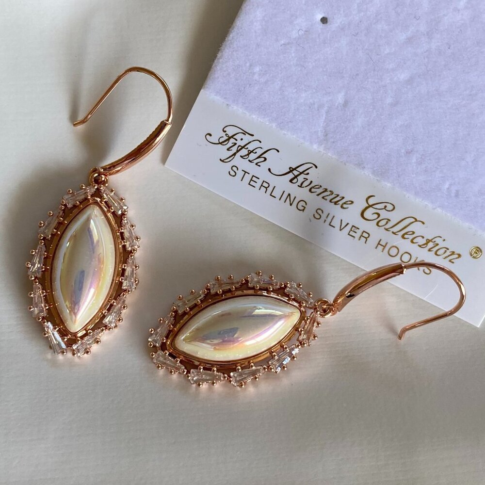 FAC Opalescent Marquis CZ Rose Gold Tone Earrings​​